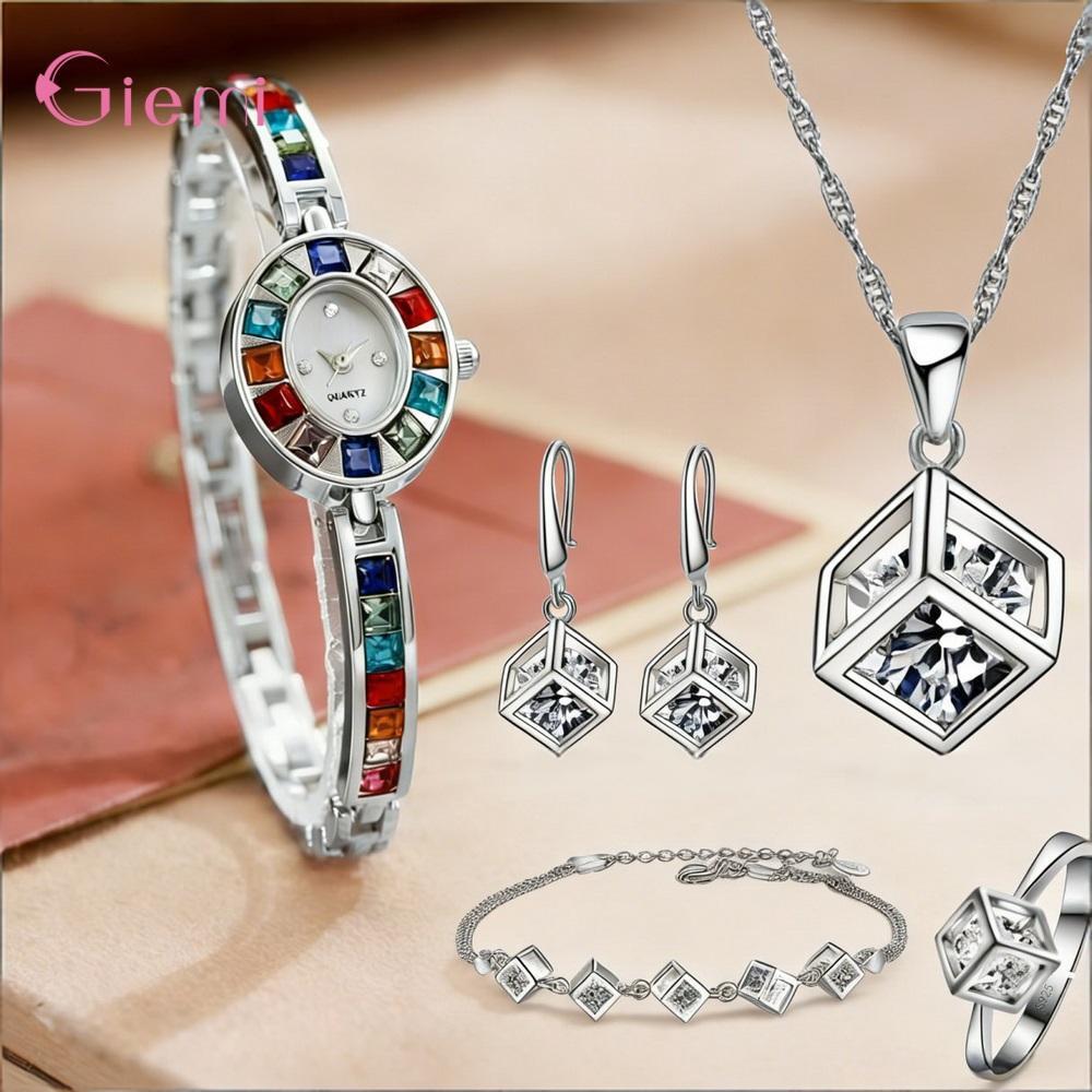 Best Jewelry Watches For Women - 예쁜 925 스털링 실버 기하학 크리스탈