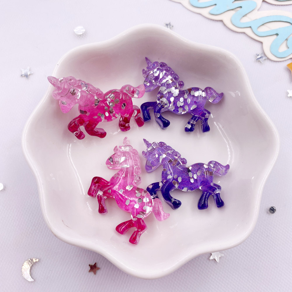 Paradise Jewelry & Watches Dolphin Mall - 6PCS 다채로운 수지 반짝이 3D 유니콘