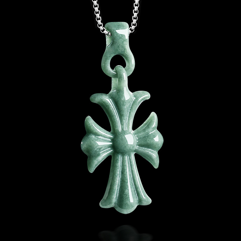 Luxury Gifts Jewelry & Watches Namfleg Mostar - 천연 버마산 경옥 십자가 펜던트 목걸이