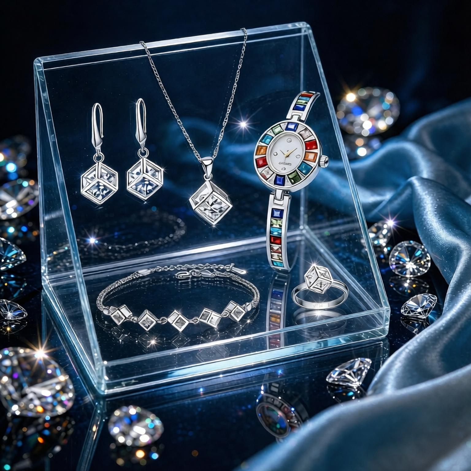 Best Jewelry Watches For Women - 럭셔리 925 스털링 실버 기하학 크리스탈