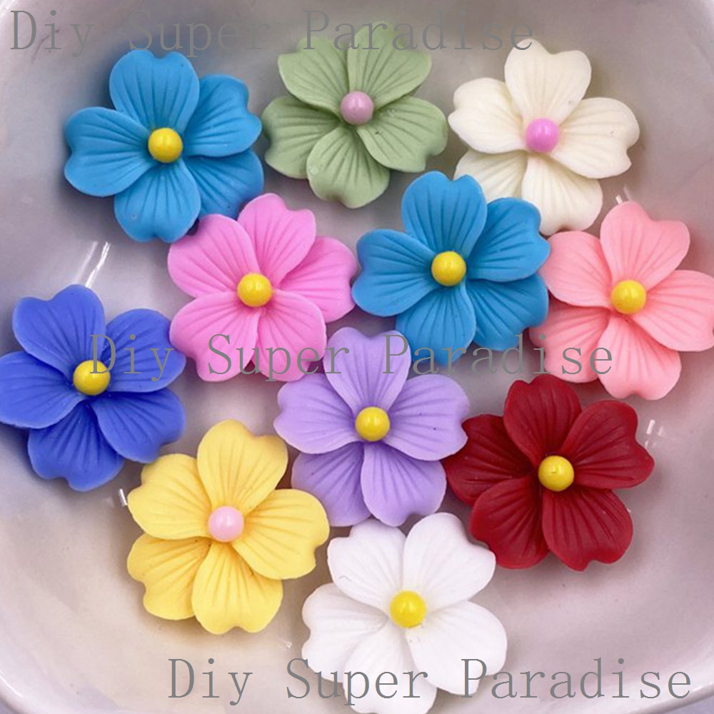 Paradise Jewelry & Watches Dolphin Mall - 50Pcs 수지 다채로운 16mm 꽃 플랫