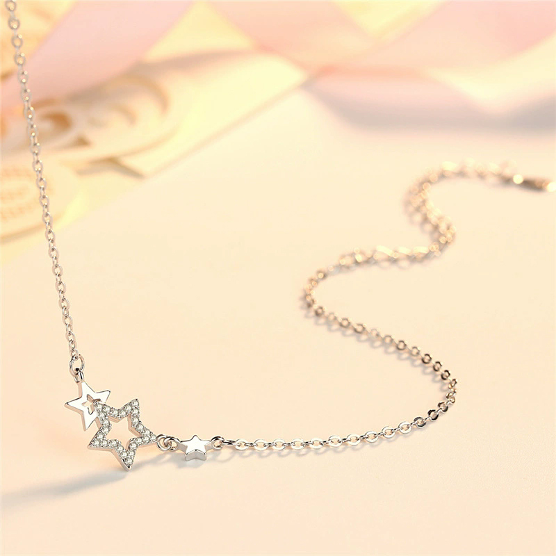 925 스털링 실버 패션 파인 쓰리 스타 지르콘 펜던트 - Anklet Foot Chain 리뷰 및 가격