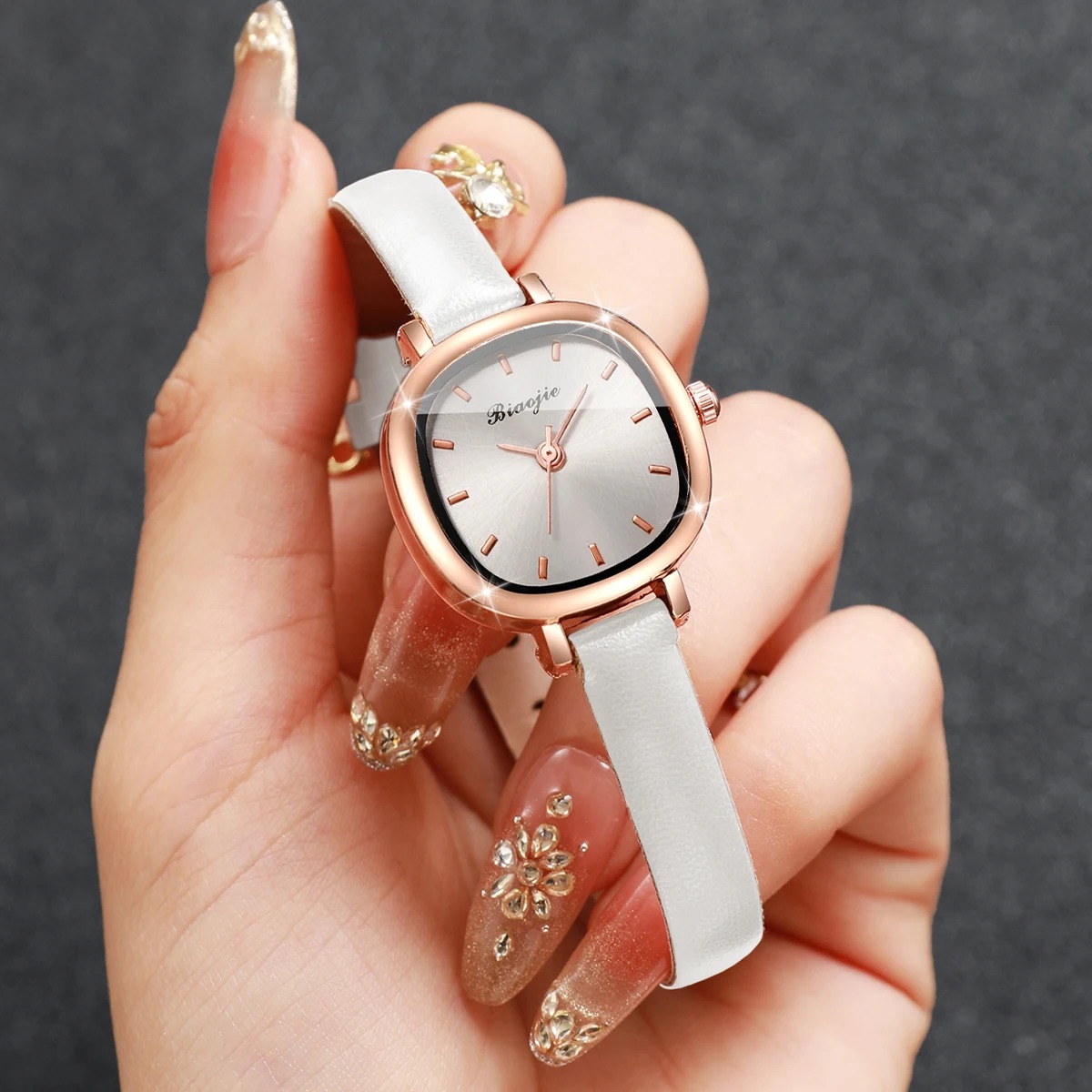 5PCS 패션 스퀘어 여성 쿼츠 시계 초극세 가죽 스트 - Fine Jewelry Watches Women 리뷰 및 가격