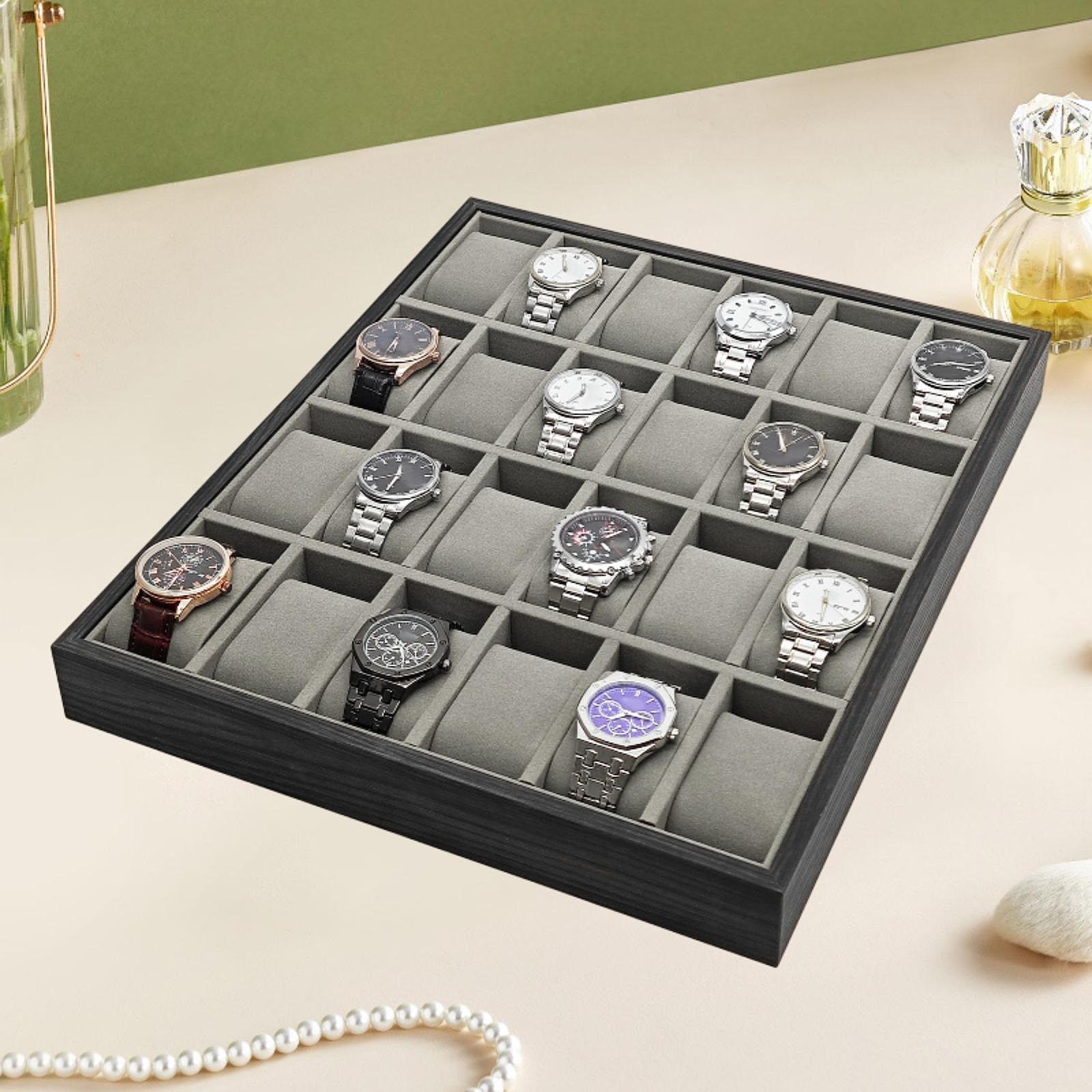 24 슬롯 나무 시계 보관 트레이 소매점용 다용도 전시 - Jewelry And Watches Exhibition 리뷰 및 가격
