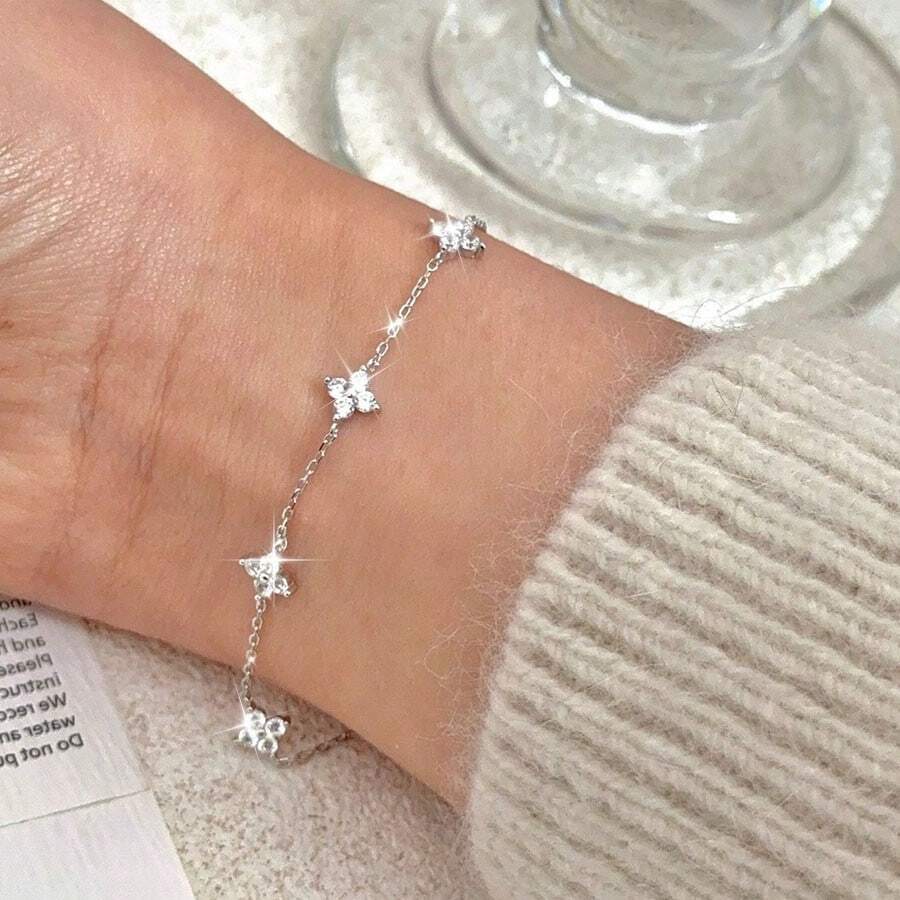 방수 실버톤 도금 지르코니아 꽃 펜던트 팔찌 체인 1개 - Luxury Gifts Jewelry & Watches Namfleg Mostar 리뷰 및 가격