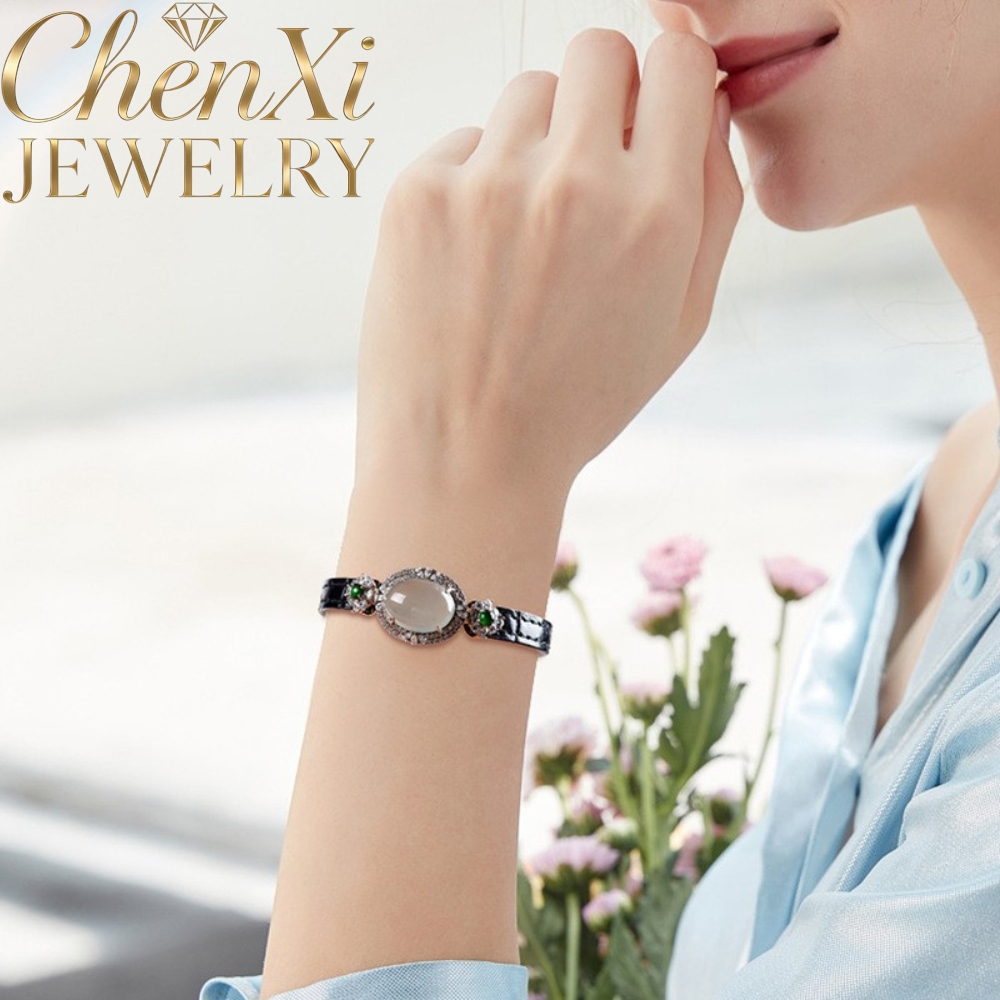 고급 천연 A급 블루 워터 제이디트 카보숑 손목밴드 럭 - Fine Jewelry Watches Women 리뷰 및 가격