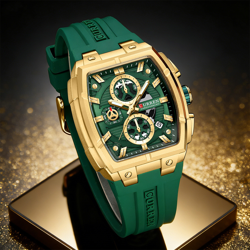 CURREN 남성용 럭셔리 빈티지 시계, 실리콘 스트랩 - Jewellery Watches 리뷰 및 가격