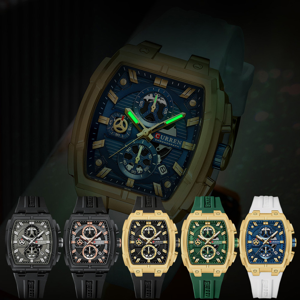 CURREN 남성용 럭셔리 빈티지 시계, 실리콘 스트랩 - Jewellery Watches 리뷰 및 가격