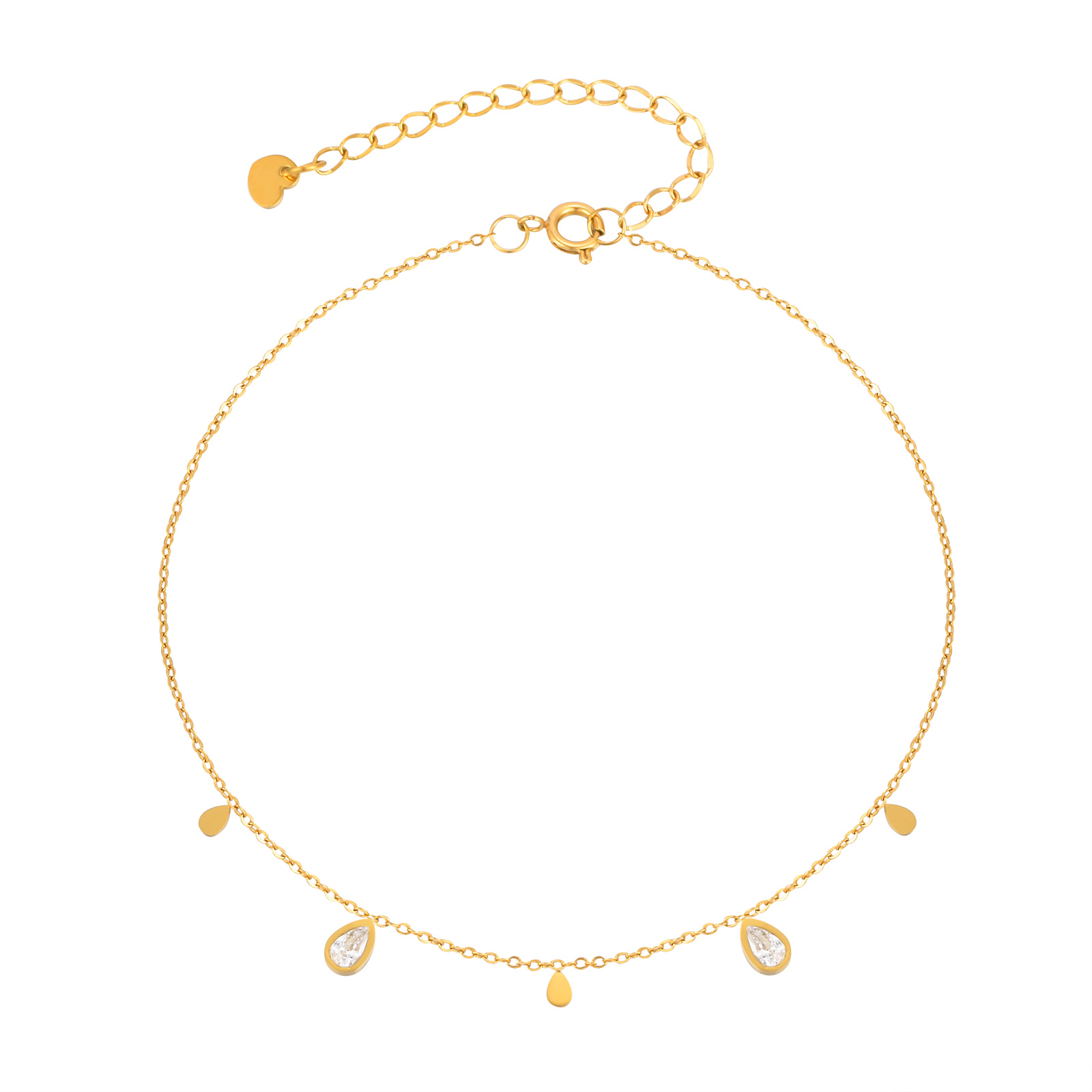 여성을위한 우아한 워터 드롭 지르콘 발목, 골드 컬러  - Jc Jewelry & Watches 리뷰 및 가격