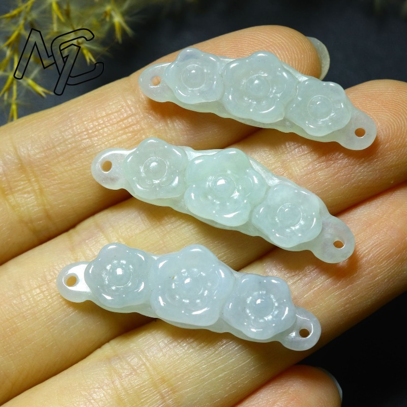 1pc 천연 경옥 에메랄드 꽃 핸드 카드 DIY 액세서 - Luxury Gifts Jewelry & Watches Namfleg Mostar 리뷰 및 가격