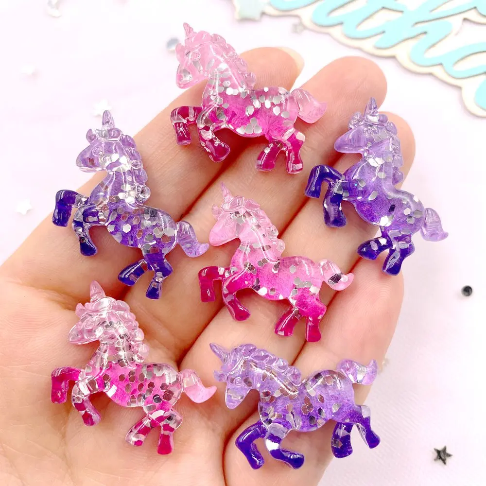 6PCS 다채로운 수지 반짝이 3D 유니콘 말 플랫 백 - Paradise Jewelry & Watches Dolphin Mall 리뷰 및 가격