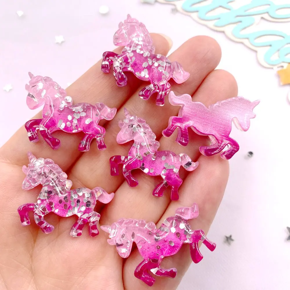 6PCS 다채로운 수지 반짝이 3D 유니콘 말 플랫 백 - Paradise Jewelry & Watches Dolphin Mall 리뷰 및 가격
