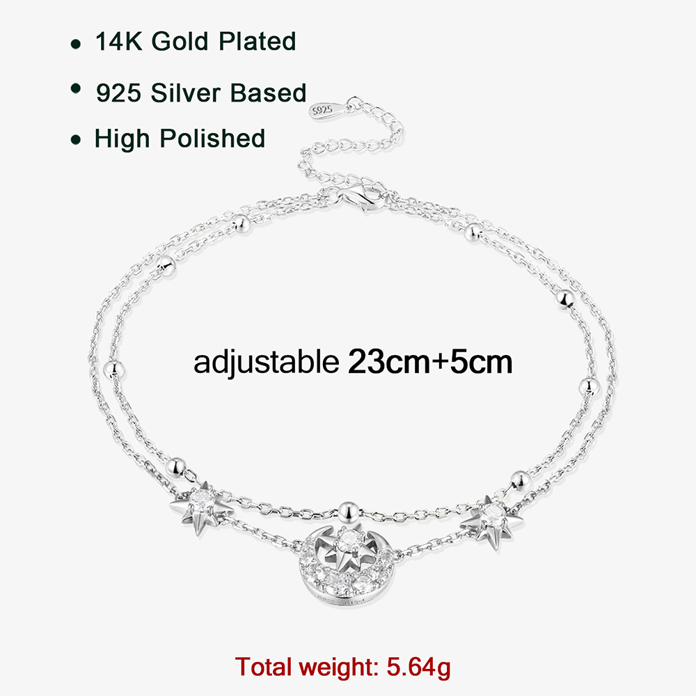 APIR 스파클링 모이사나이트 스타 문 앵클릿 925  - Anklet Foot Chain 리뷰 및 가격