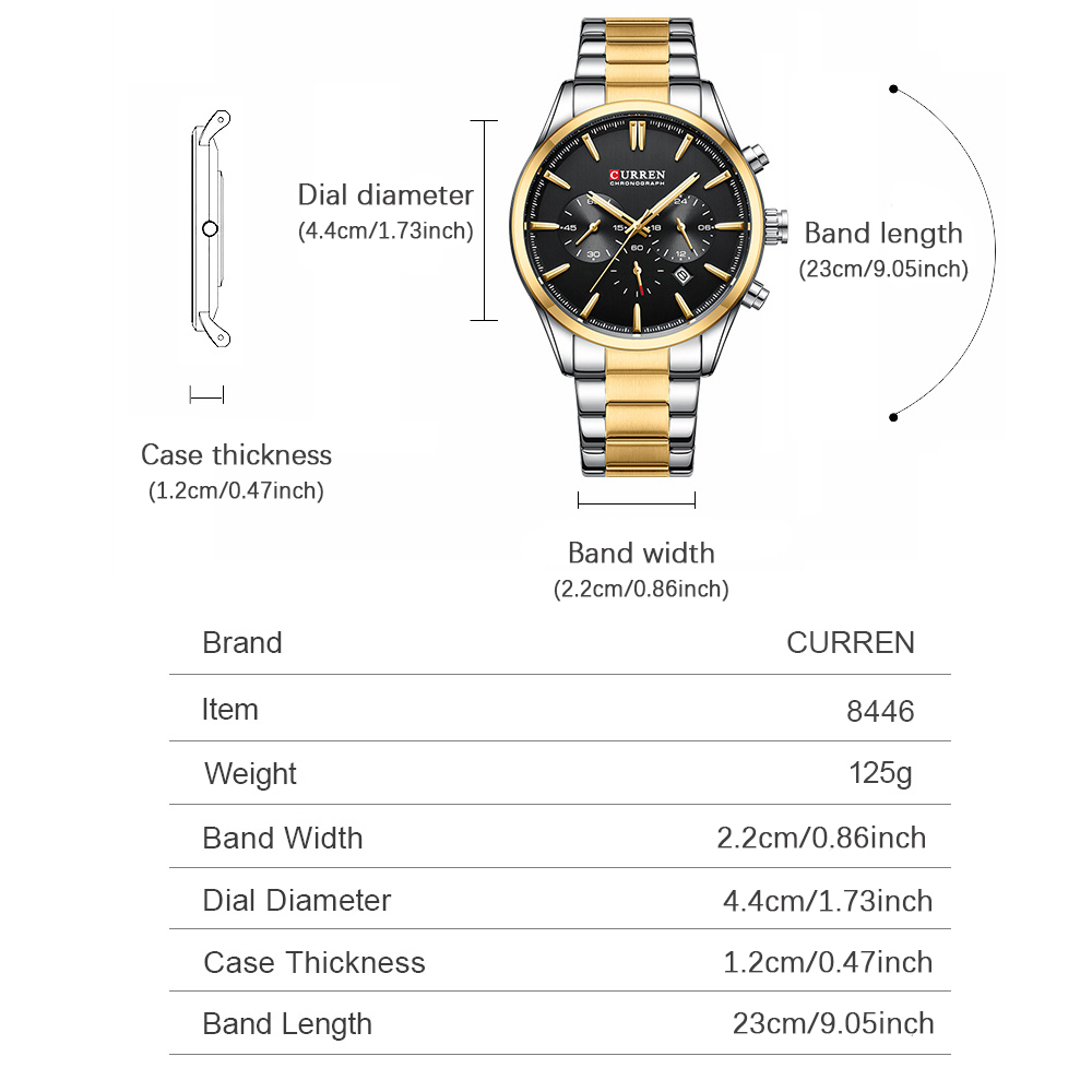 CURREN 캐주얼 쿼츠 크로노 스포츠 시계 남성용 브 - Jewellery Watches 리뷰 및 가격