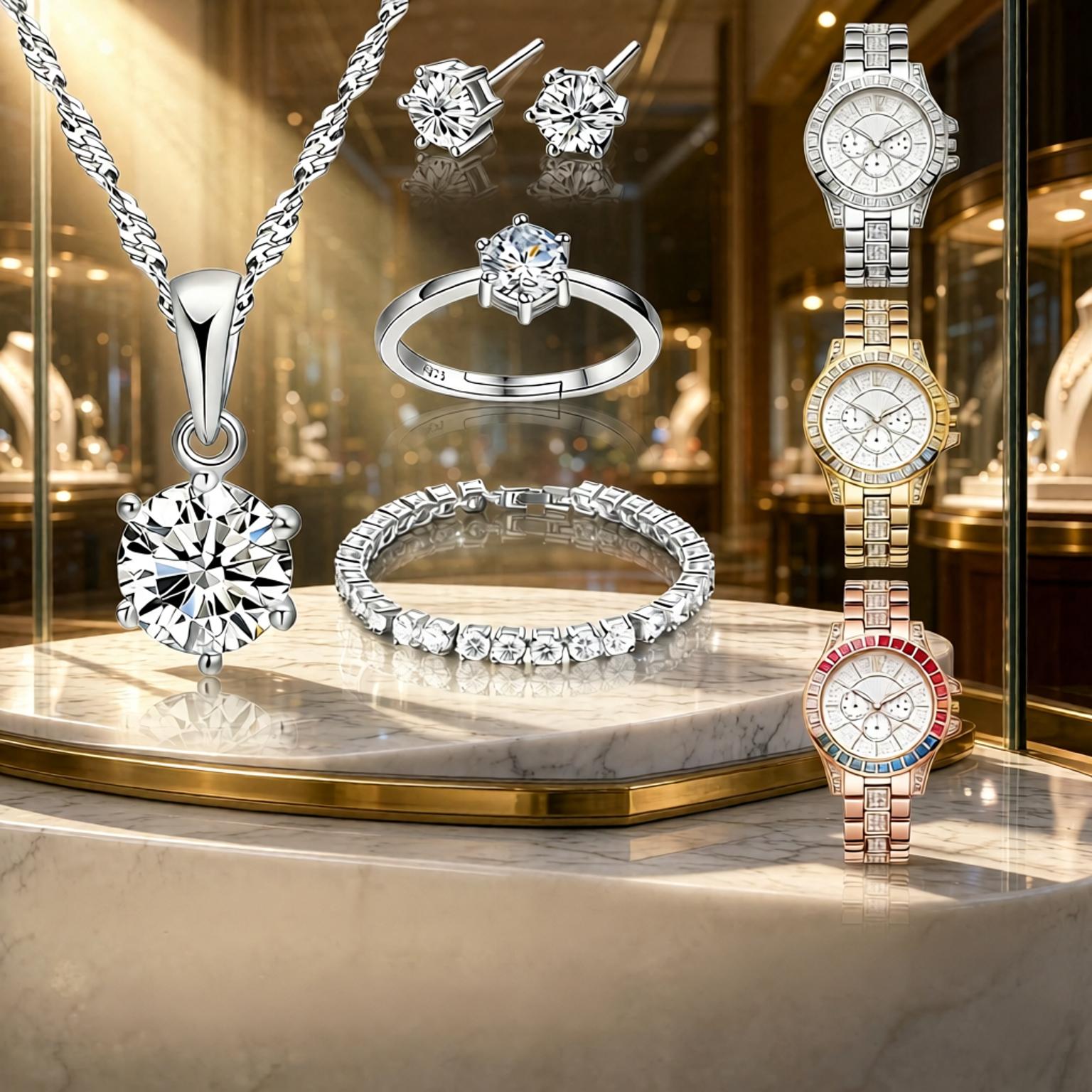럭셔리 925 스털링 실버 기하학 크리스탈 지르콘 목걸 - Best Jewelry Watches For Women 리뷰 및 가격
