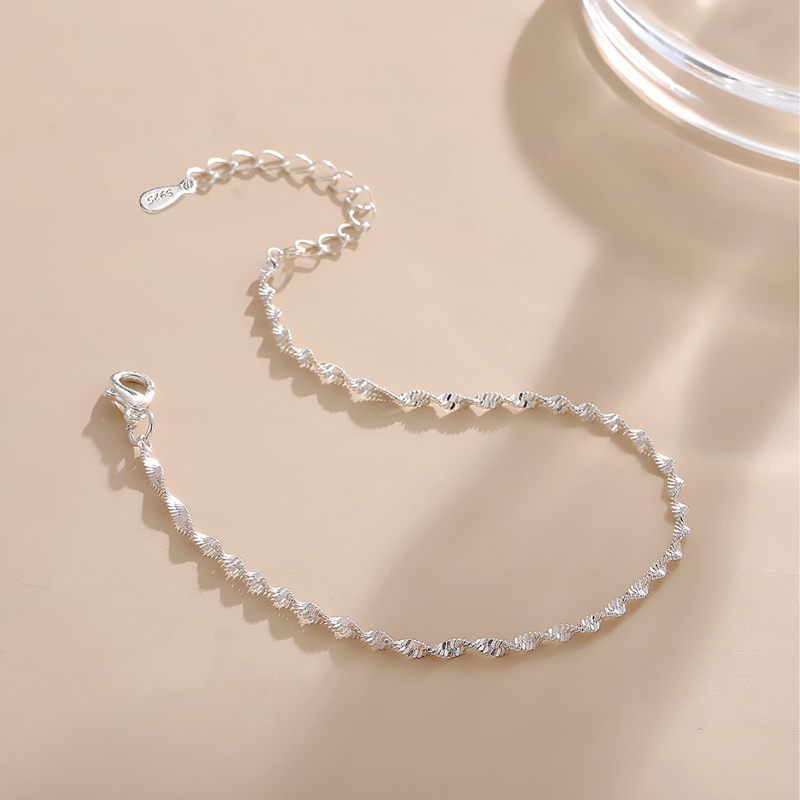 925 스털링 실버 패션 심플 웨이브 트위스트 체인 발 - Anklet Foot Chain 리뷰 및 가격
