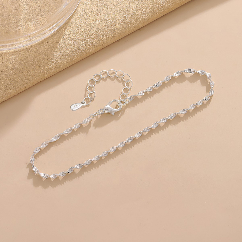 925 스털링 실버 패션 심플 웨이브 트위스트 체인 발 - Anklet Foot Chain 리뷰 및 가격