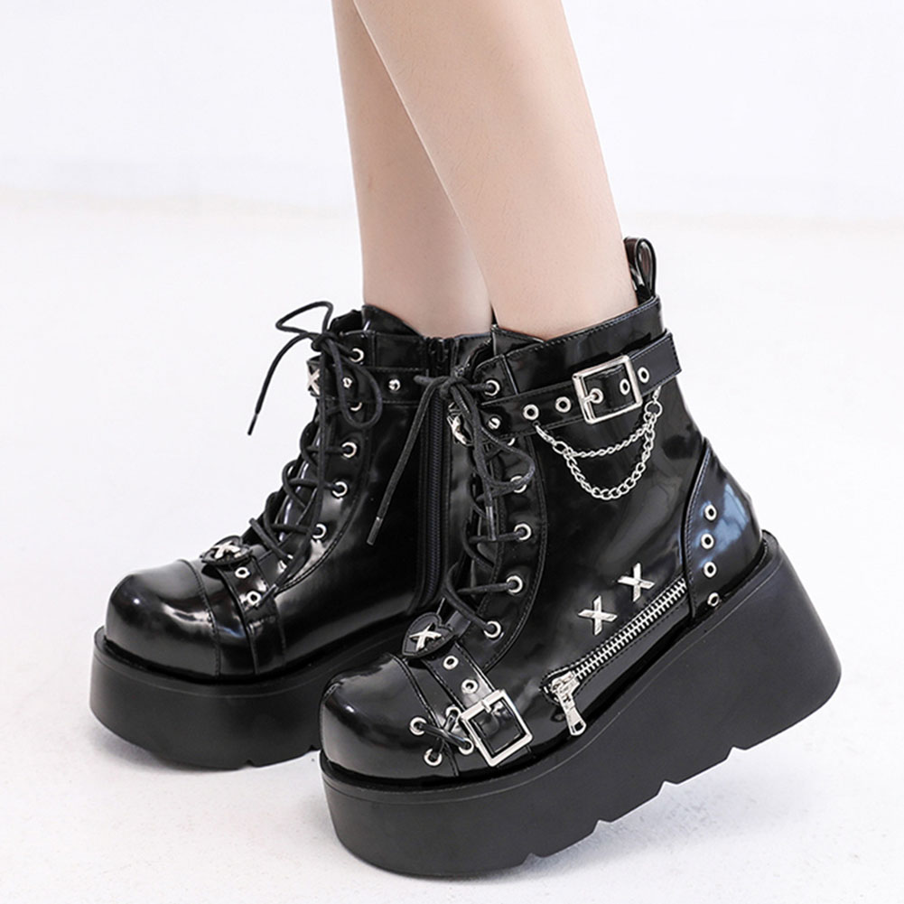 새로운 여성용 고스 플랫폼 앵클 부츠 패션 버클 지퍼  - Anklet Foot Chain 리뷰 및 가격