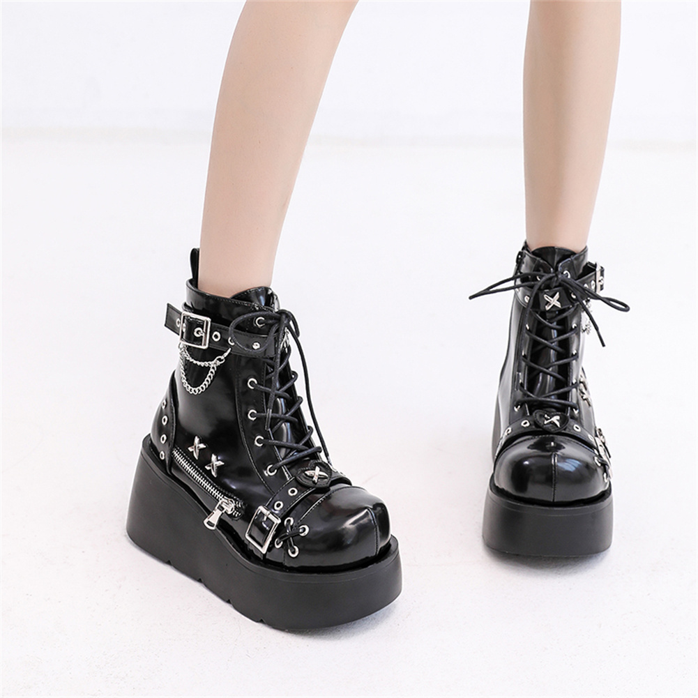 새로운 여성용 고스 플랫폼 앵클 부츠 패션 버클 지퍼  - Anklet Foot Chain 리뷰 및 가격