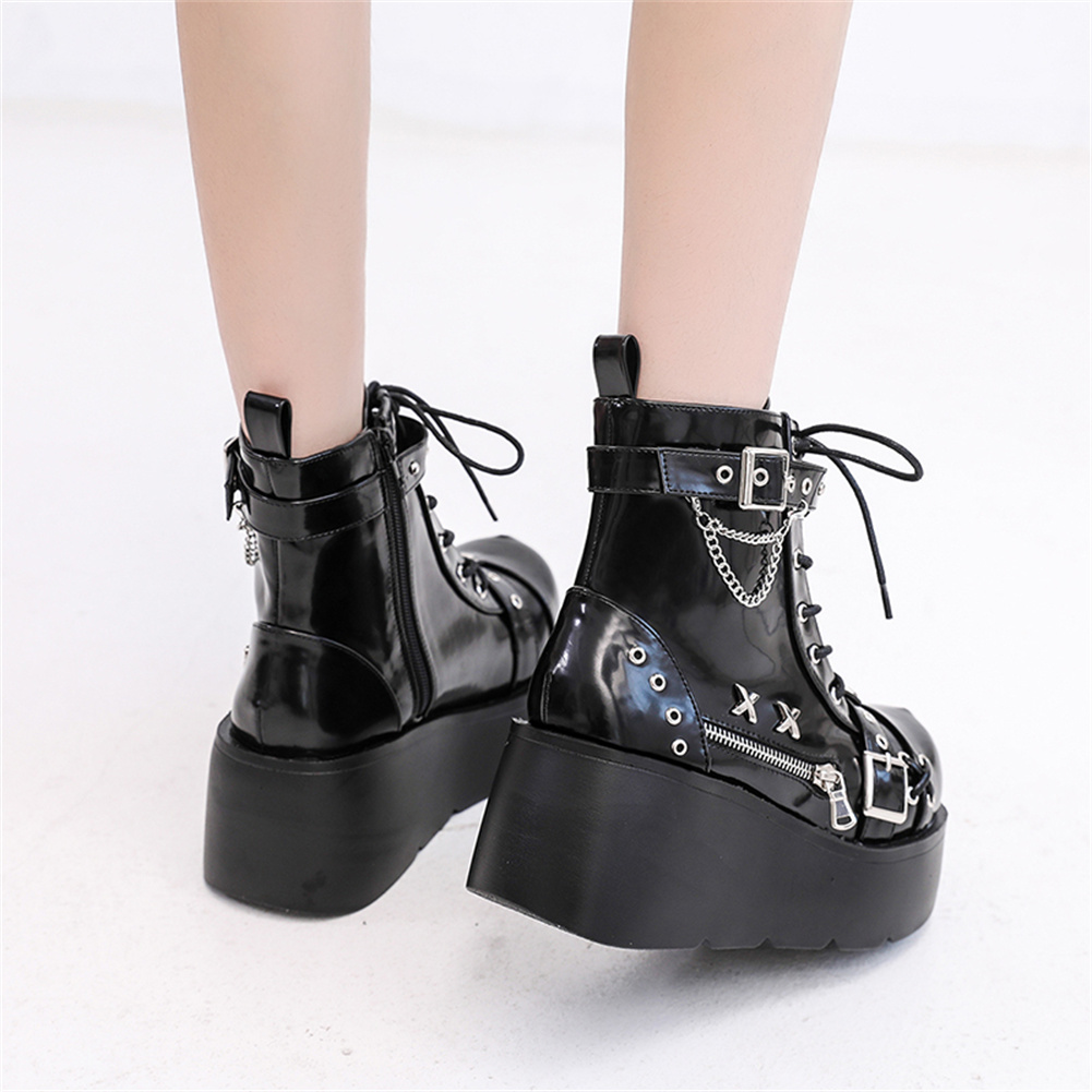 새로운 여성용 고스 플랫폼 앵클 부츠 패션 버클 지퍼  - Anklet Foot Chain 리뷰 및 가격