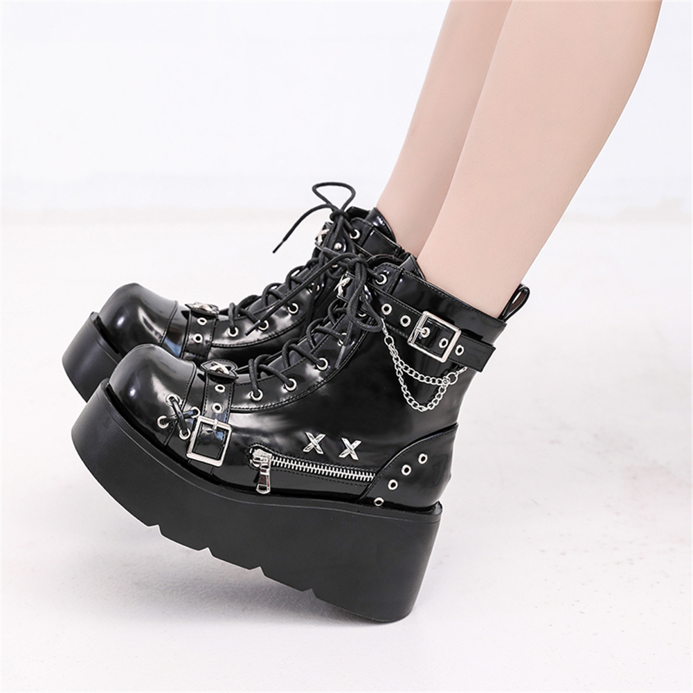 새로운 여성용 고스 플랫폼 앵클 부츠 패션 버클 지퍼  - Anklet Foot Chain 리뷰 및 가격