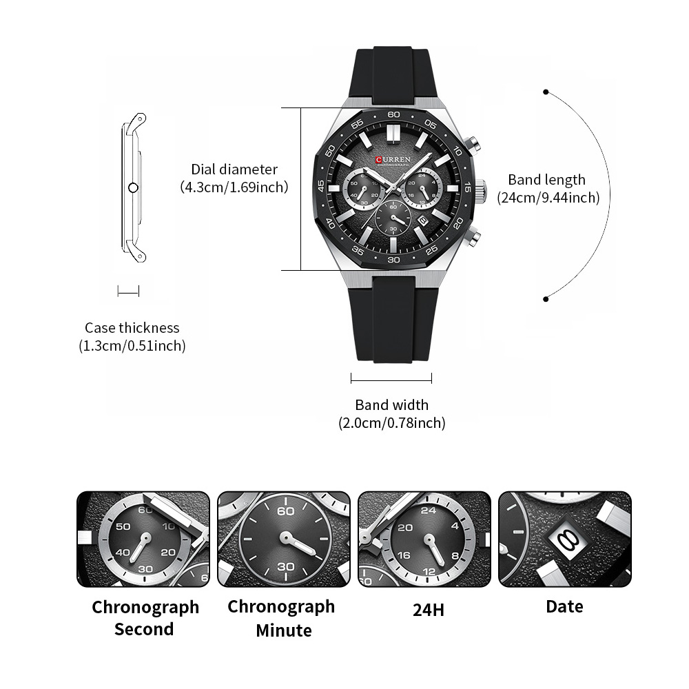 커렌 패션 캐주얼 남성 스포츠 시계 크로노그래프 실리콘 - Jewellery Watches 리뷰 및 가격