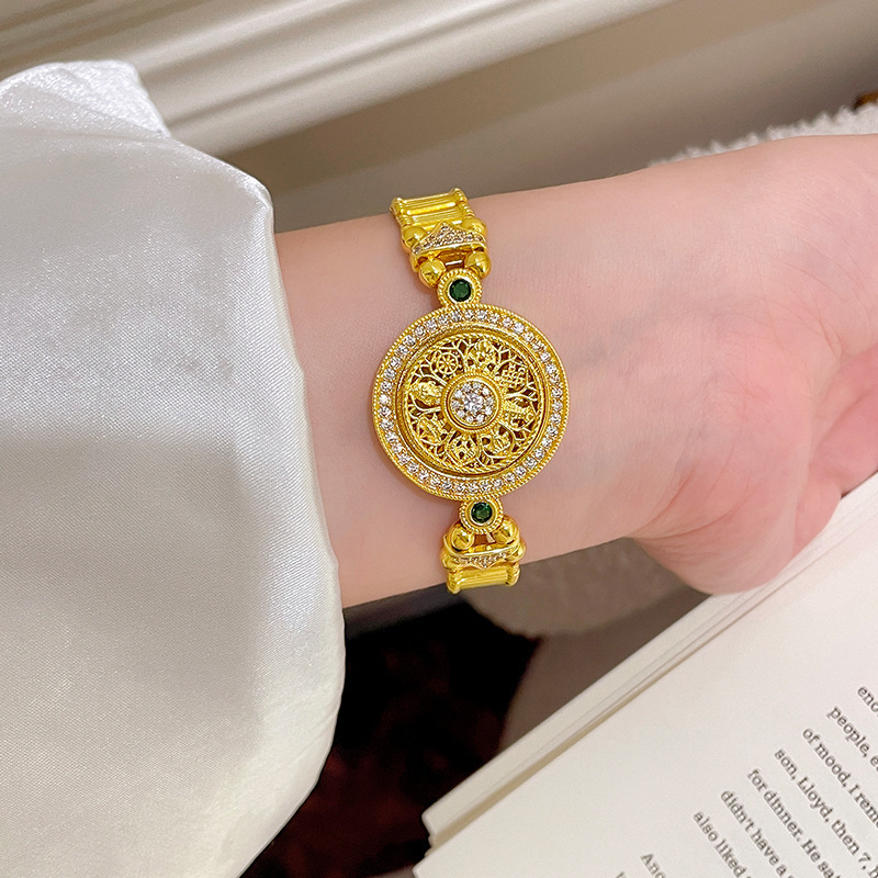 클래식 중국 스타일 다이아몬드 장식 원형 팔찌 고급스럽 - Fine Jewelry Watches Women 리뷰 및 가격