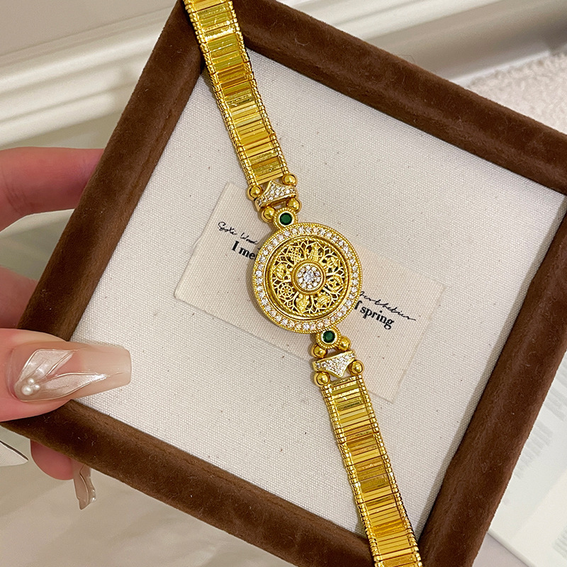 클래식 중국 스타일 다이아몬드 장식 원형 팔찌 고급스럽 - Fine Jewelry Watches Women 리뷰 및 가격