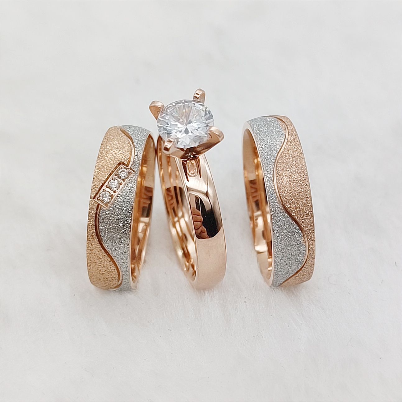 제안 3pcs 결혼 약속 웨딩 약혼 반지 남성 여성을위 - Couple Ring Set 리뷰 및 가격