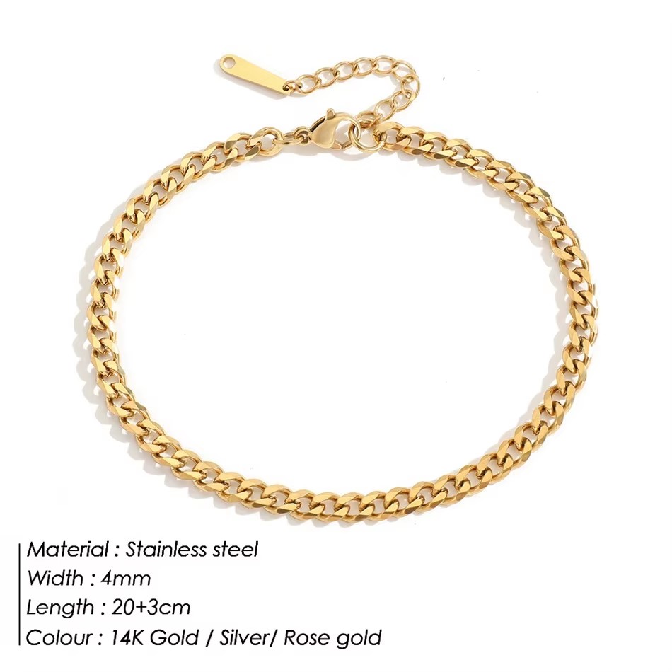 남녀공용 4MM 스테인리스 스틸 심플 쿠반 체인 발찌  - Anklet Foot Chain 리뷰 및 가격