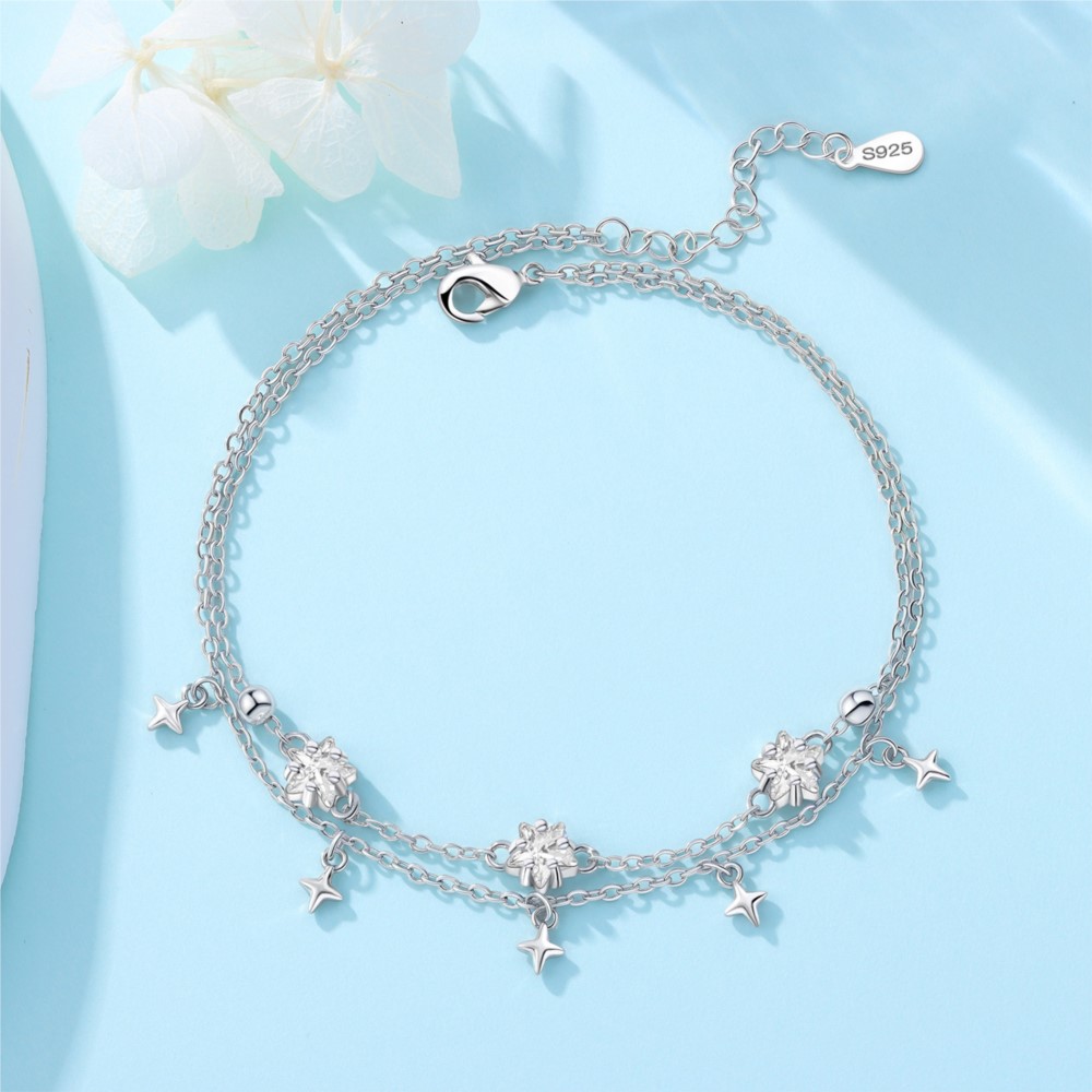Orstarry S925 스털링 실버 여름 더블 스타  - Anklet Foot Chain 리뷰 및 가격